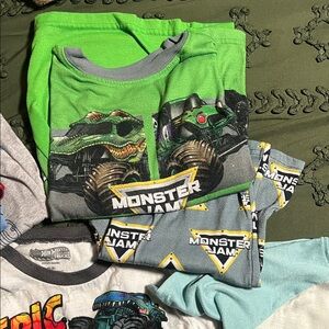 Monster Jam Green and Gray Pajama Set